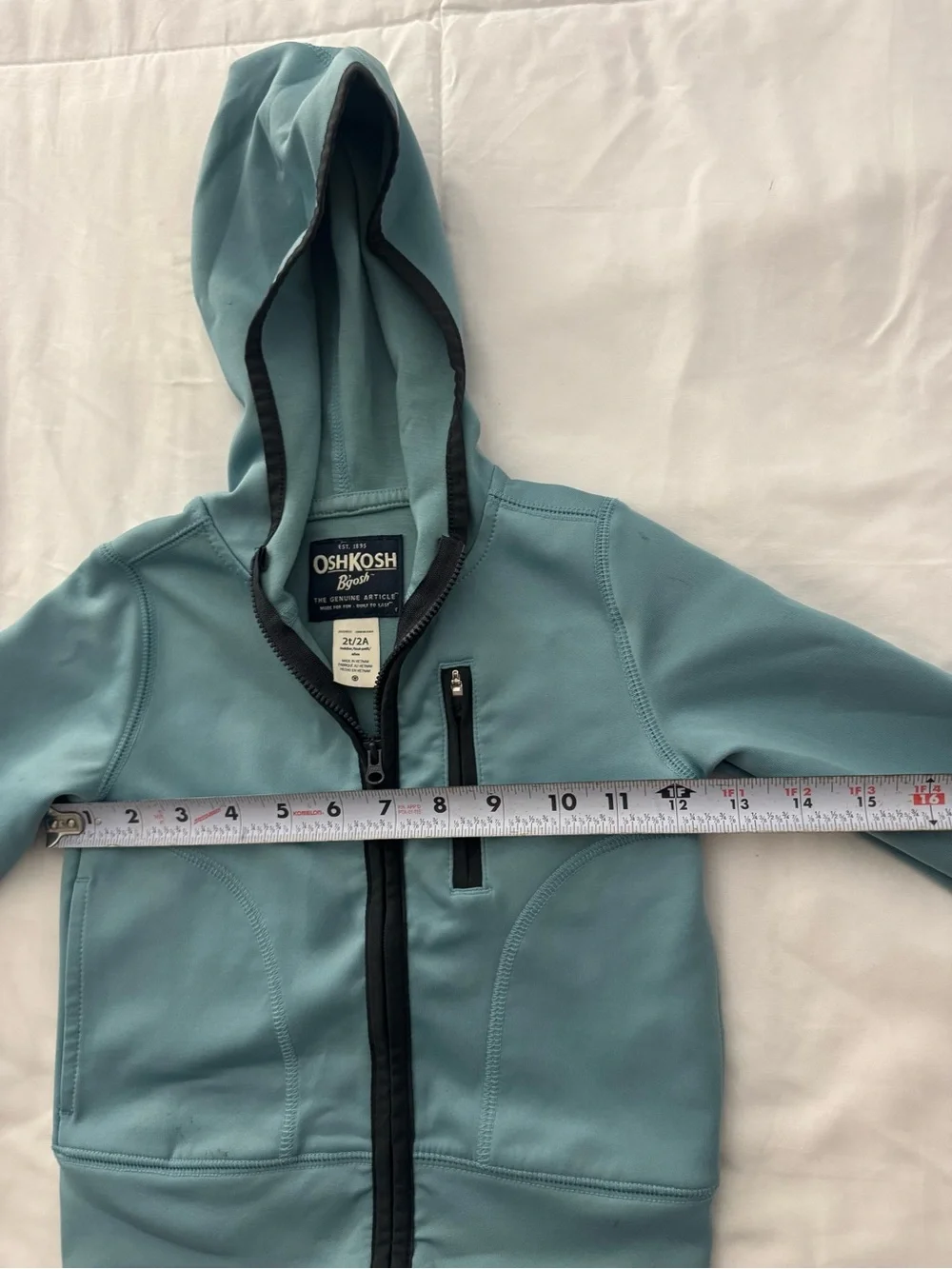 OshKosh B'gosh Teal Zip-Up Hoodie with Black Trim